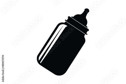 Baby feeding bottle icon black silhouette vector art illustration