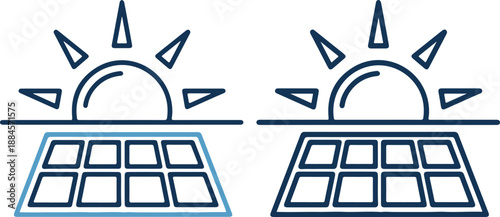 Vector illustration of two solar panels with sun