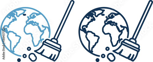 Two brooms cleaning the earth