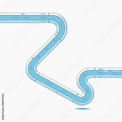 Technical Diagram Vector of Zig Zag Water Flow Design with Clear Tubing for Hydroponics