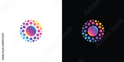 Vibrant gradient circle pattern with multicolored bubbles