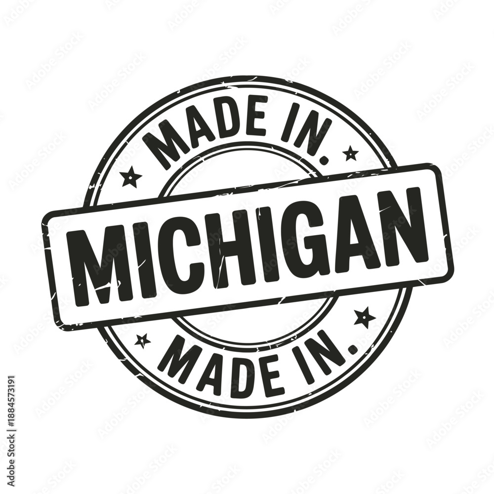 Fototapeta premium a vintage style badge or stamp graphic proudly displaying made in michigan