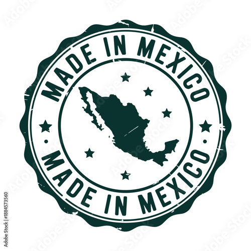 vintage style stamp showing mexico with text made in mexico around the border