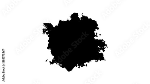 Black ink stain spreading in water, ink transition splatter. black ink splash and blot reveal, 4k loopable overlay.