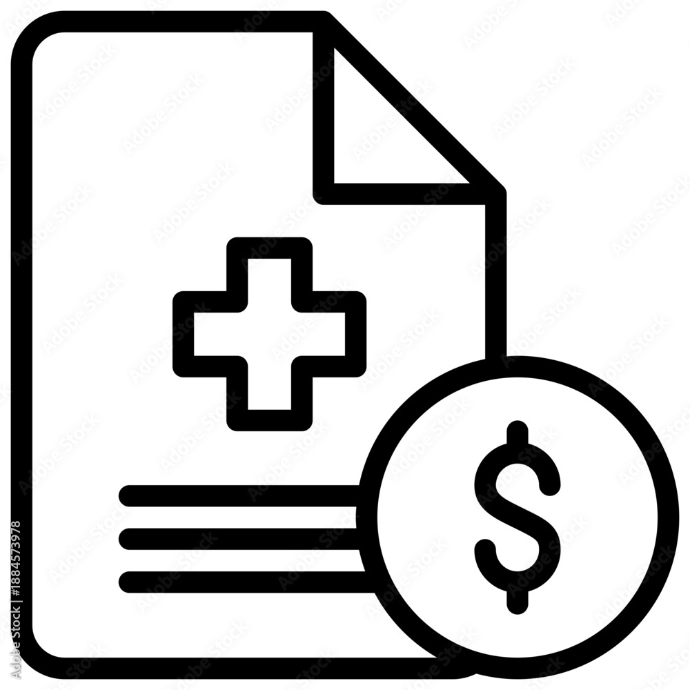 Obraz premium document paper report money health simple line icon
