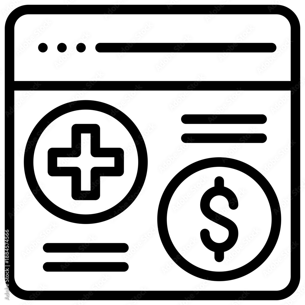 Fototapeta premium online website internet cyber money health simple line icon