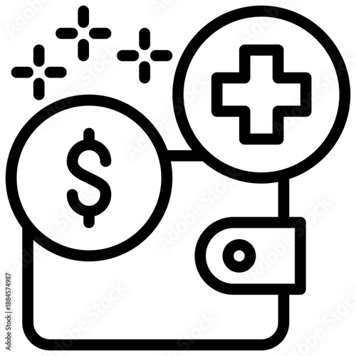 wallet money saving health healthcare simple line icon