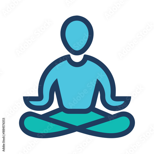 Hiker meditating in lotus pose, flat style vector illustration for wellness outdoors