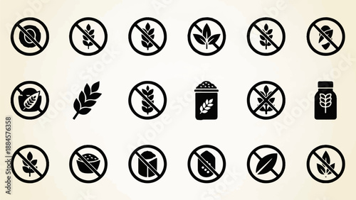 Various icons indicating gluten-free and food product restrictions