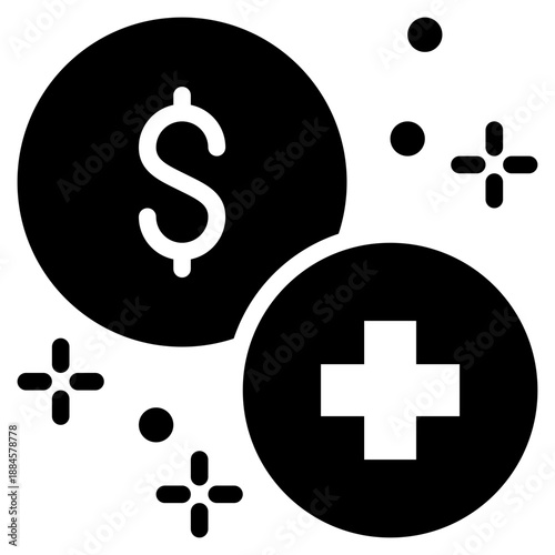 coin money wealth health solid glyph icon