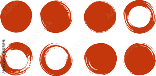 Abstract Ink Circle Brush Marks Bold Black Paint Organic Uneven Strokes Zen Enso Inspired Circle