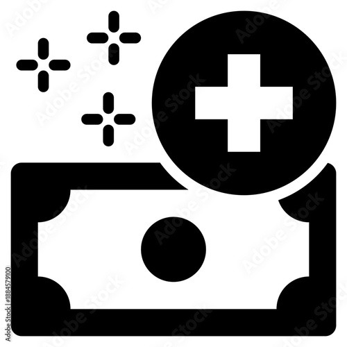 health wealth money wellness healthcare solid glyph icon
