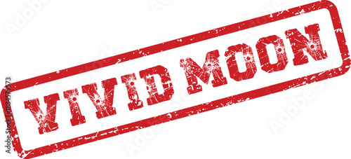 Professional red rubber stamp effect with VIVID MOON text for cosmic themes and discovery