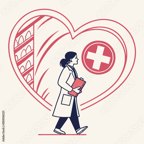 A modern pharmacy logo featuring a heart and medical cross symbolizing care health and trust for wellness brands