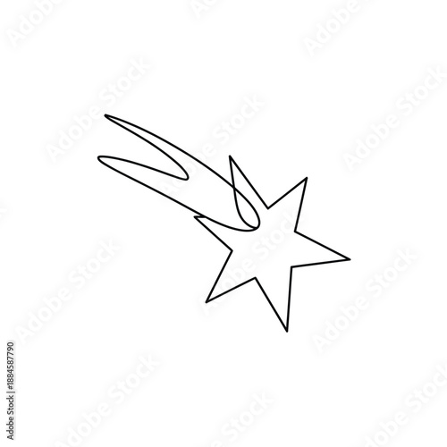 Simple line drawing of a shooting star with a bright trail