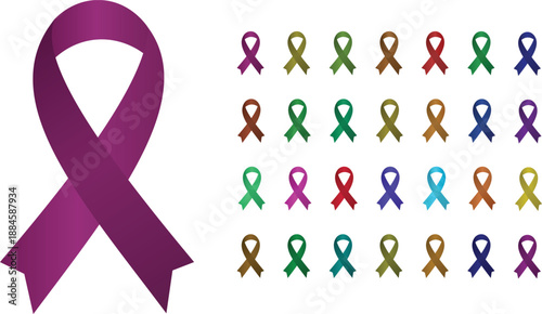 Purple Ribbon Awareness Symbols Collection