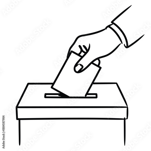 Hand inserting a ballot into a voting box civic duty shown