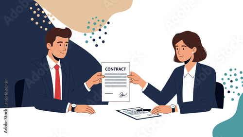Business Agreement - Signing Contract Document Between Two People