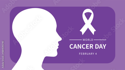 World Cancer Day Awareness Purple Ribbon