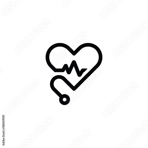Heartbeat Icon Medical Symbol Representing Health and Vitality.