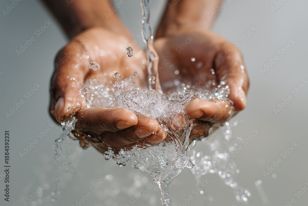 Fototapeta premium Hands Holding Fresh Clean Water Concept