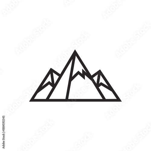 A minimalist geometric line art illustration of three mountain peaks.