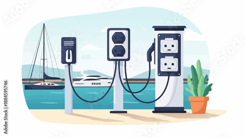 Waterfront charging stations offer clean power for boats and vessels near calm waters