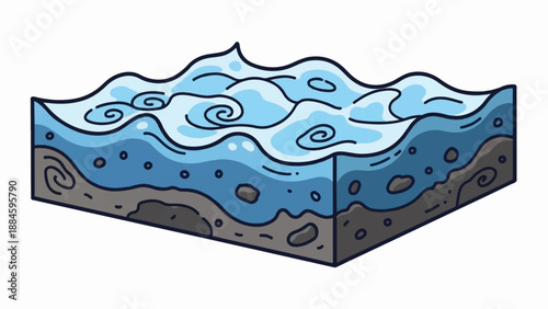 Section of water with waves and seabed