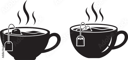 Hot tea drink steamy cup relaxing silhouette