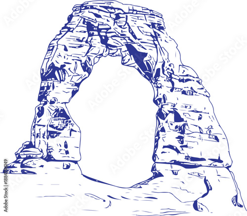 Natural stone arch formation Vector, illustration