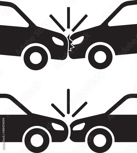 Auto crash collision car accident silhouette vector
