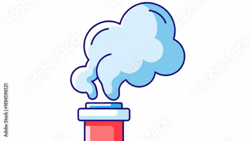 Red chimney with blue and white smoke plume