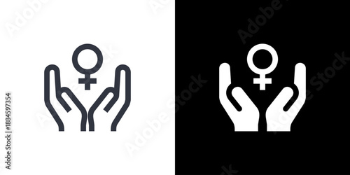 Feminism icon concept with flat Black White Background. Vector illustration.