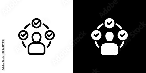Skills concept with flat Black White Background Vector illustration.