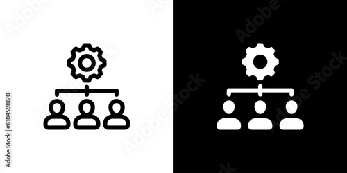 Outsourcing concept with flat Black White Background Vector illustration.