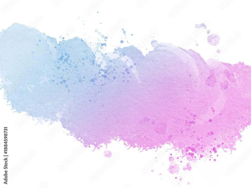 Obraz premium Blush blue purple watercolor stains Paint stroke hand drawn for illustration design, invitation and birthday .Abstract watercolor background.
