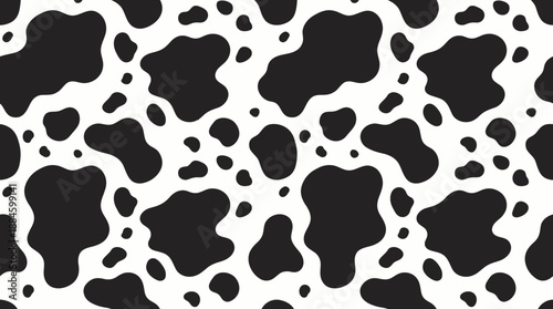 Cow Print Pattern – Black and White Irregular Spot Design for Fashion, Textile, Farm-Themed Decor, and Graphic Design Use