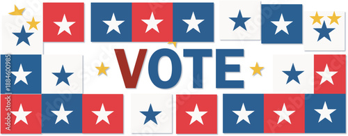 Vote: a patriotic banner with stars and stripes colors for election day