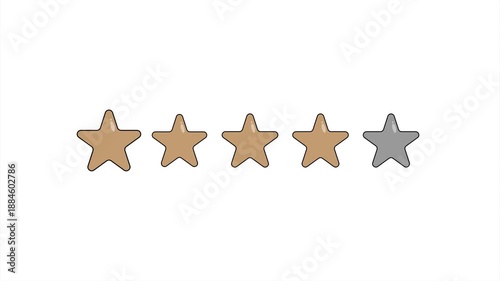 Customer feedback 4 star rating animation on white background..