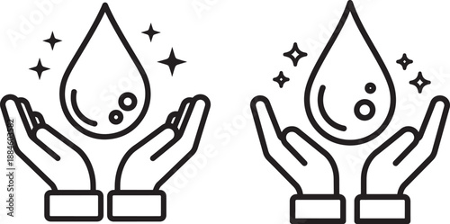 Silhouette of hand and water drop symbol illustration