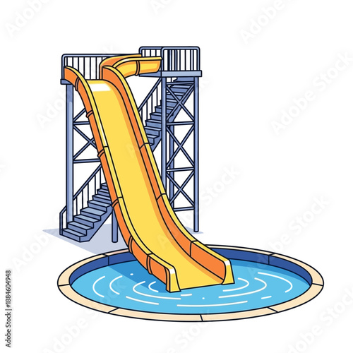 Water Slide Illustration – Aquapark Pool Ride Symbol for Summer Fun & Leisure Design