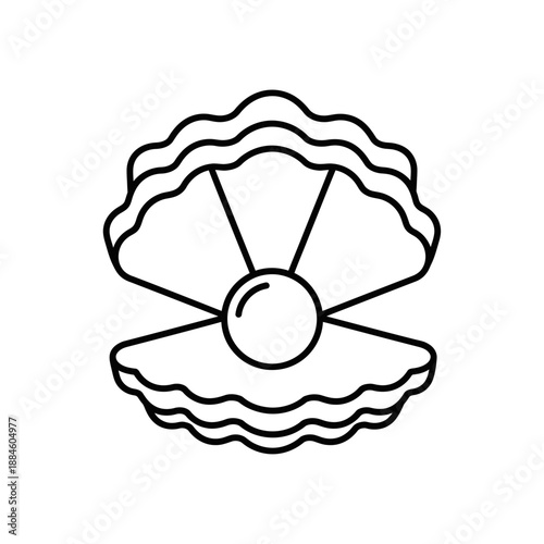 Clam Shell with Pearl Icon – Ocean Treasure Symbol for Jewelry, Beauty & Marine Design