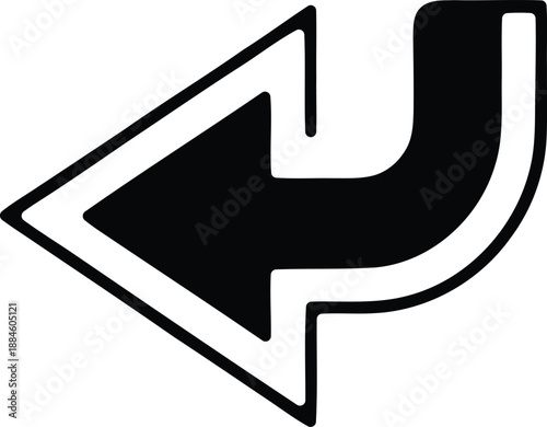 Simple black and white illustration of a curved arrow pointing leftward