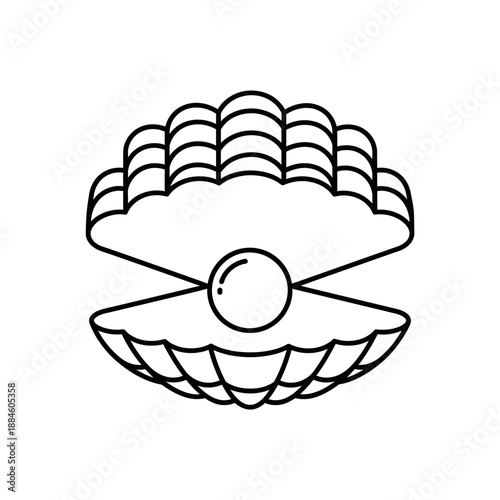 Clam Shell with Pearl Icon – Ocean Treasure Symbol for Jewelry, Beauty & Marine Design