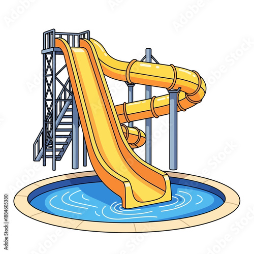 Water Slide Illustration – Aquapark Pool Ride Symbol for Summer Fun & Leisure Design