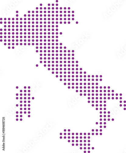 Italy Dotted Map Vector Set: Modern Pixelated Halftone Design in Grey and Purple for Infographics and Data Visualization