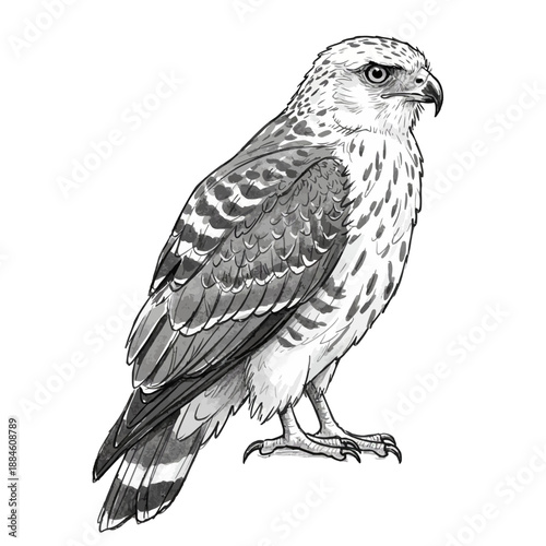 Vector illustration of a Brazilian Marsh Hawk (Circus buffoni), a majestic raptor inhabiting wetlands and grasslands of South America.