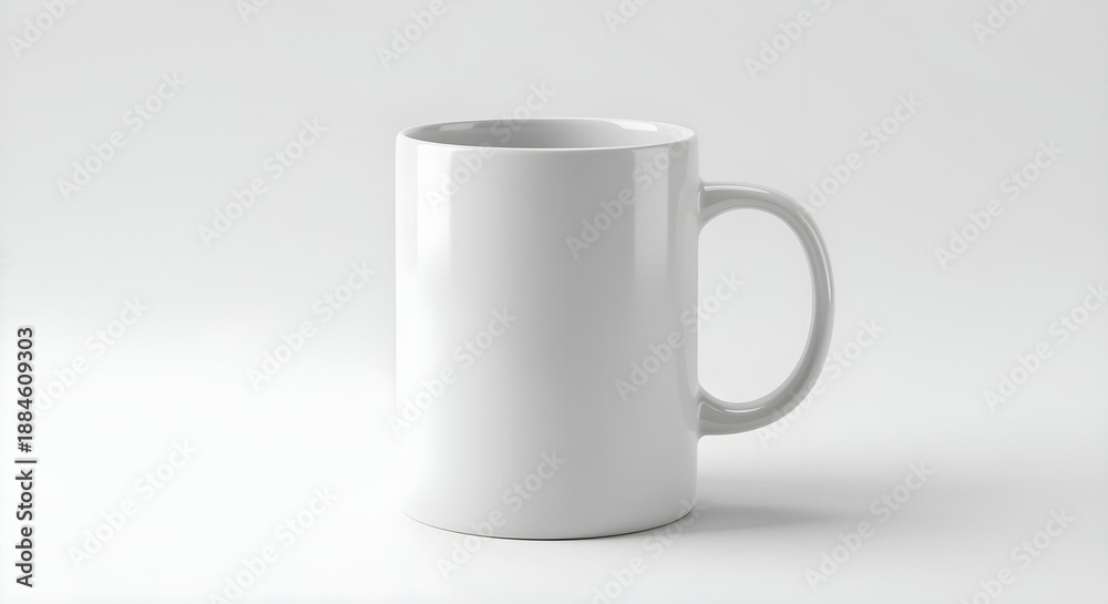Fototapeta premium Realistic White Ceramic Mug Isolated on White Background Mockup