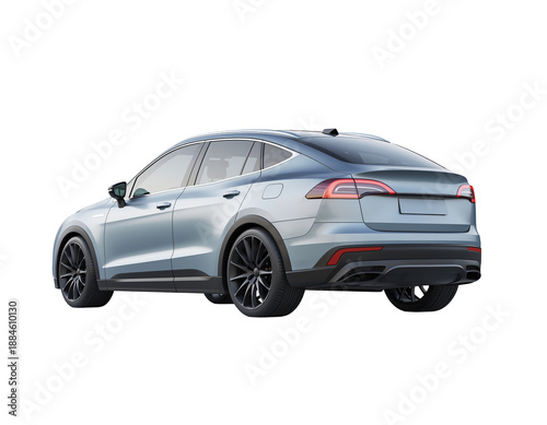 Generic Electric Crossover SUV Three Quarter Rear View Isolated on White Background
