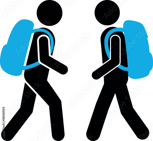 Hiking with backpack silhouette activity walking tour